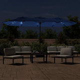Vidaxl Parasol Doppeldach mit LED 449x245 cm Azure Blau - afbeelding 3