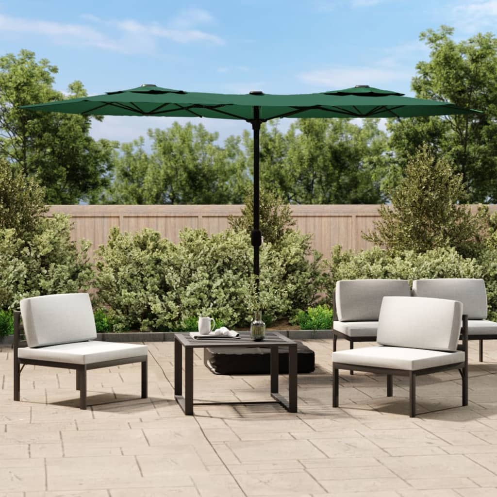 Vidaxl Parasol Doppeldach 316x240 cm Grün