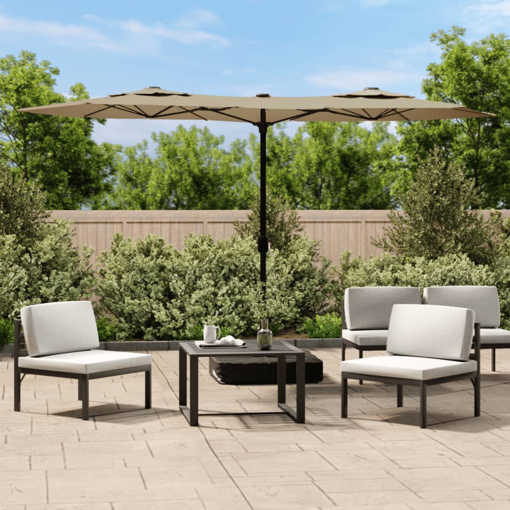 Vidaxl Parasol Doppeldach 316x240 cm Taupe