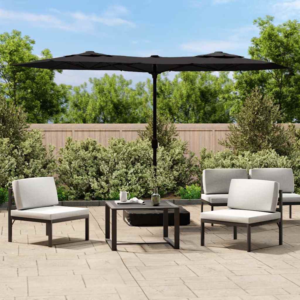 Vidaxl Parasol Doppeldach 316x240 cm Schwarz