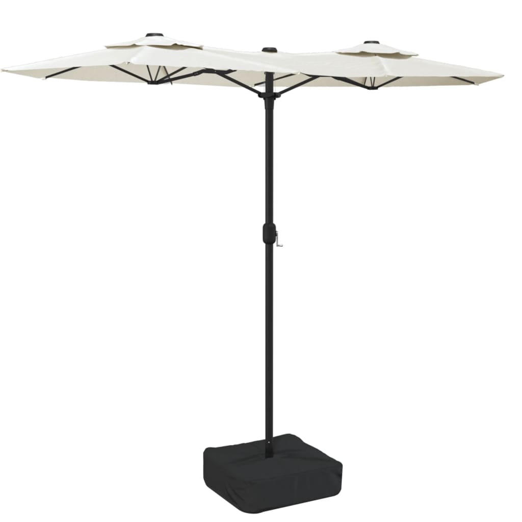 Vidaxl Parasol Doppeldach mit LED 316x240 cm Sandweiß