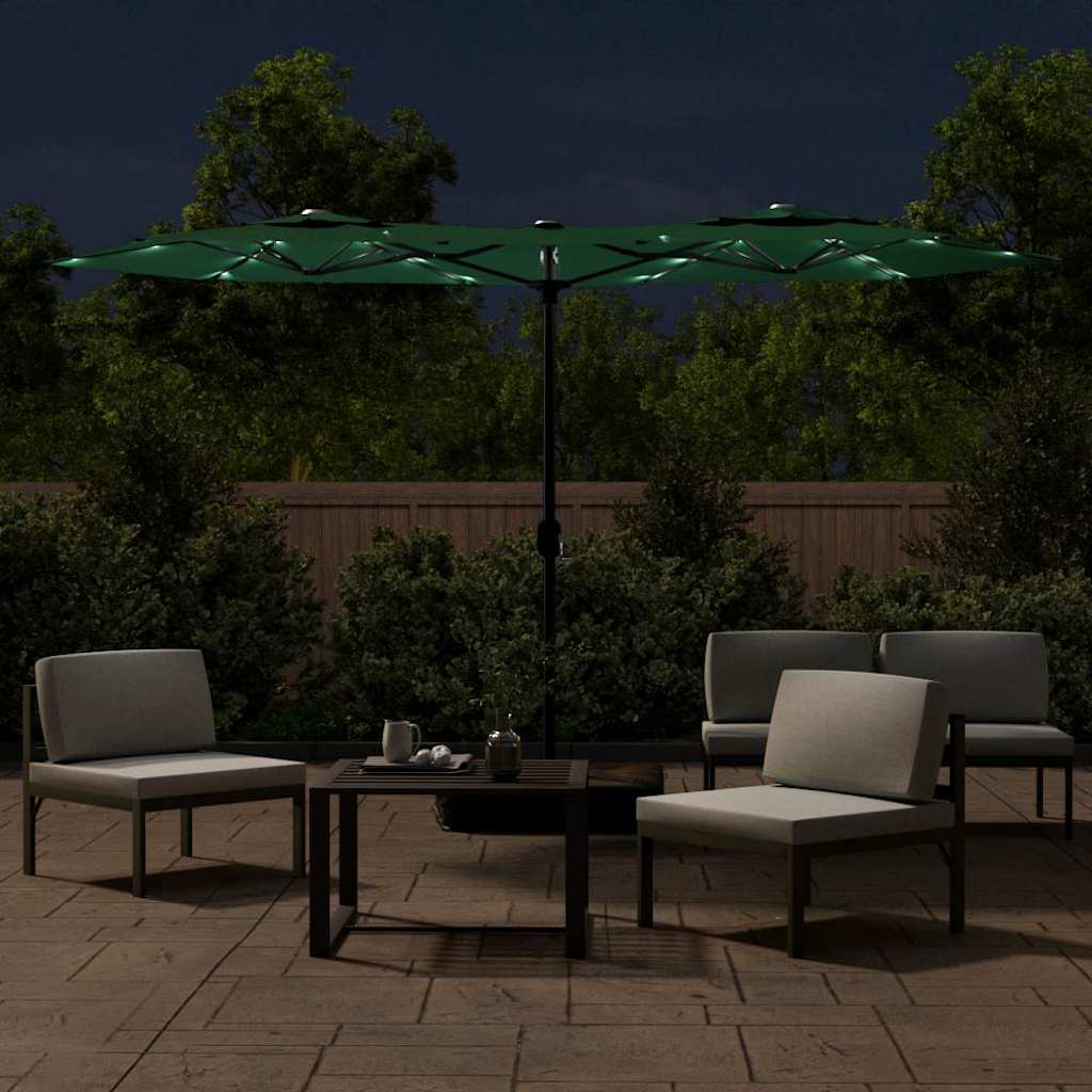 Vidaxl Parasol Double mit LEDs 316x240 cm Grün