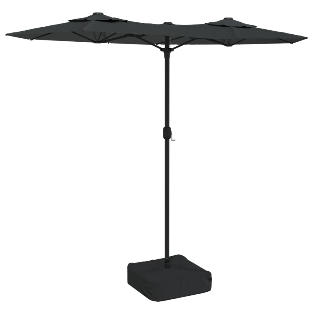 Vidaxl Parasol -Doppeldach mit LEDs 316x240 cm Anthrazit -gelöscht