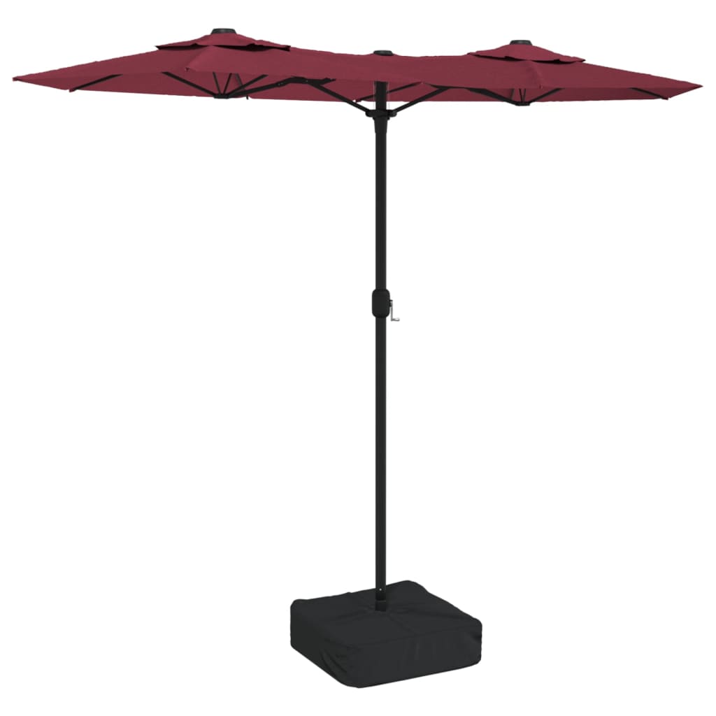 Vidaxl Parasol Doppeldach mit LED 316x240 cm Bordeaux Rot