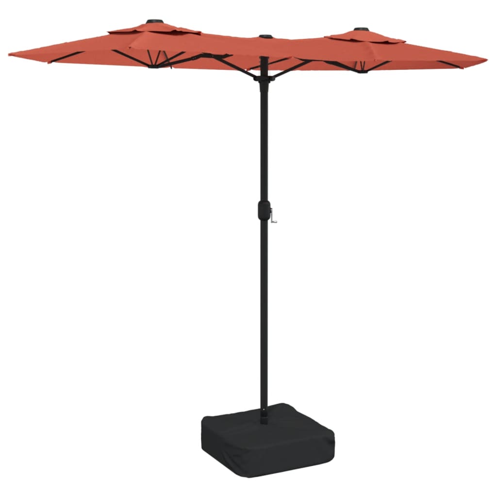 Vidaxl Parasol -Doppeldach mit LEDs 316x240 cm Terrakotta -Colored