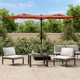Vidaxl Parasol -Doppeldach mit LEDs 316x240 cm Terrakotta -Colored - afbeelding 1