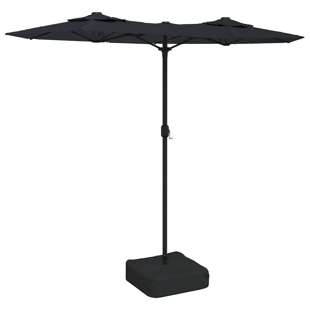 Vidaxl Parasol Doppeldach mit LEDs 316x240 cm schwarz