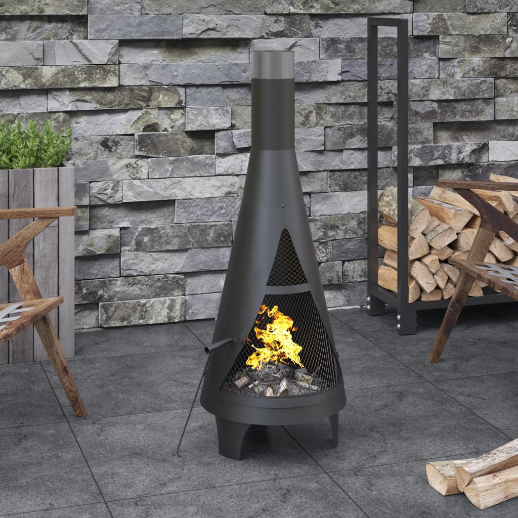 VIDAXL Gartenofen mit Poker 45x45x122 cm Stahl