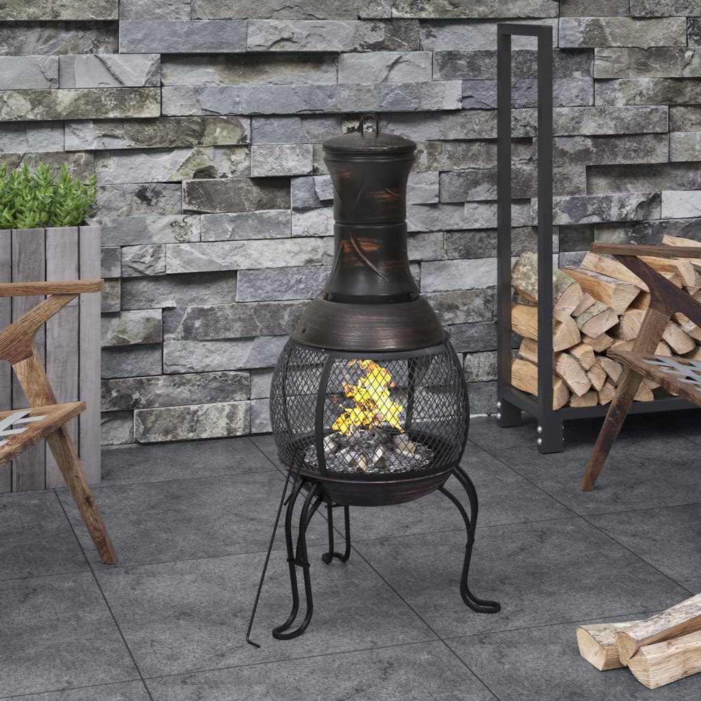 Vidaxl Gartenofen mit Poker 39x39x90 cm Stahl
