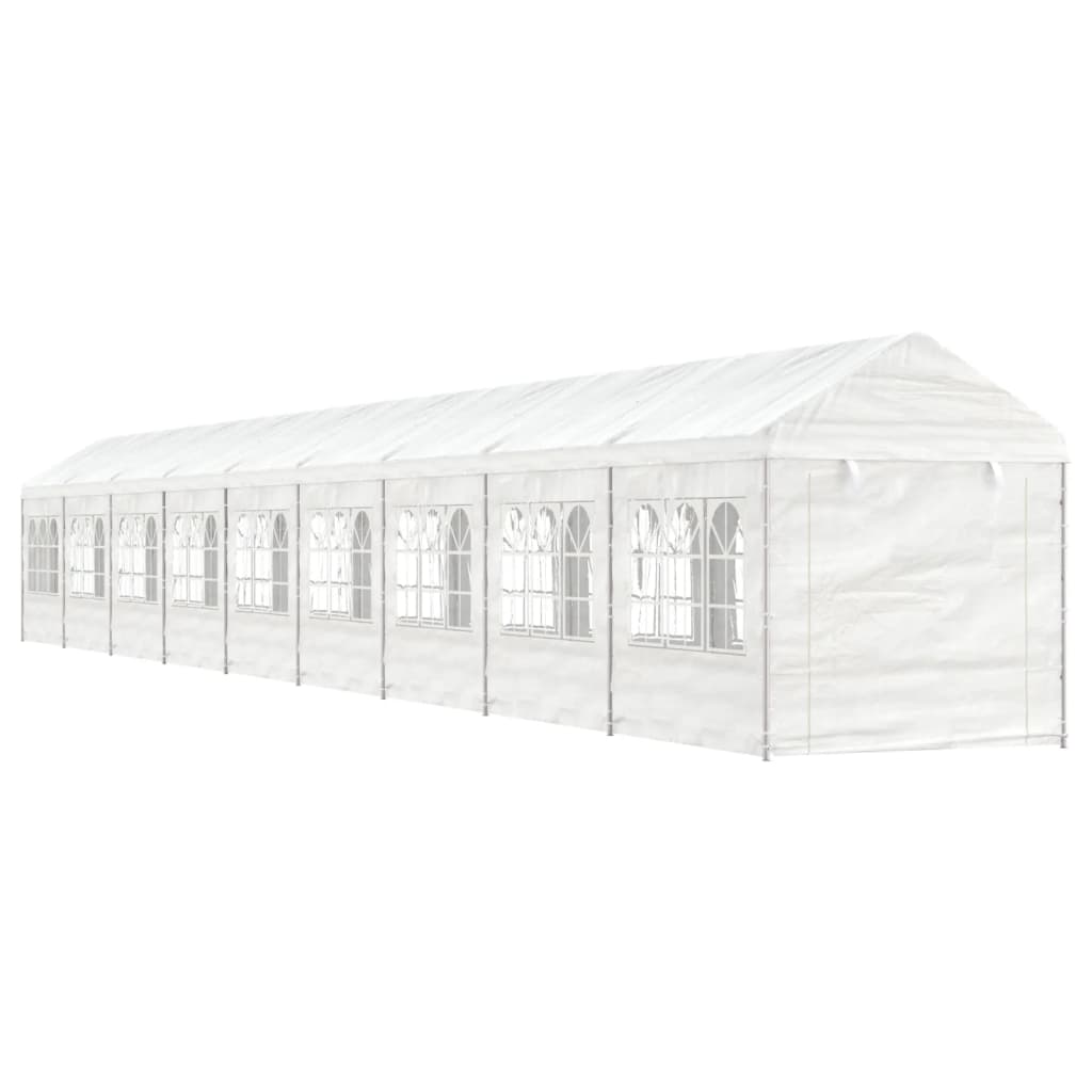 Vidaxl -Laube mit Dach 20.07x2,28x2,69 m Polyethylenweiß