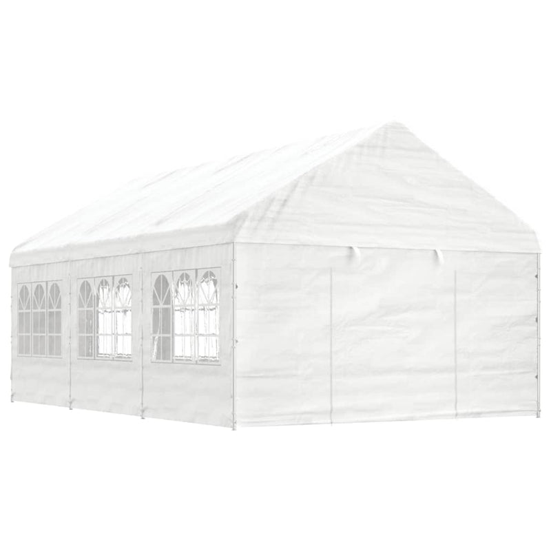 Vidaxl -Laube mit Dach 6,69 x 4,08 x 3,22 m Polyethylenweiß