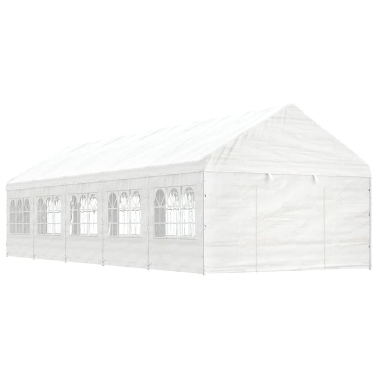 Vidaxl -Laube mit Dach 11.15x4.08x3,22 m Polyethylenweiß