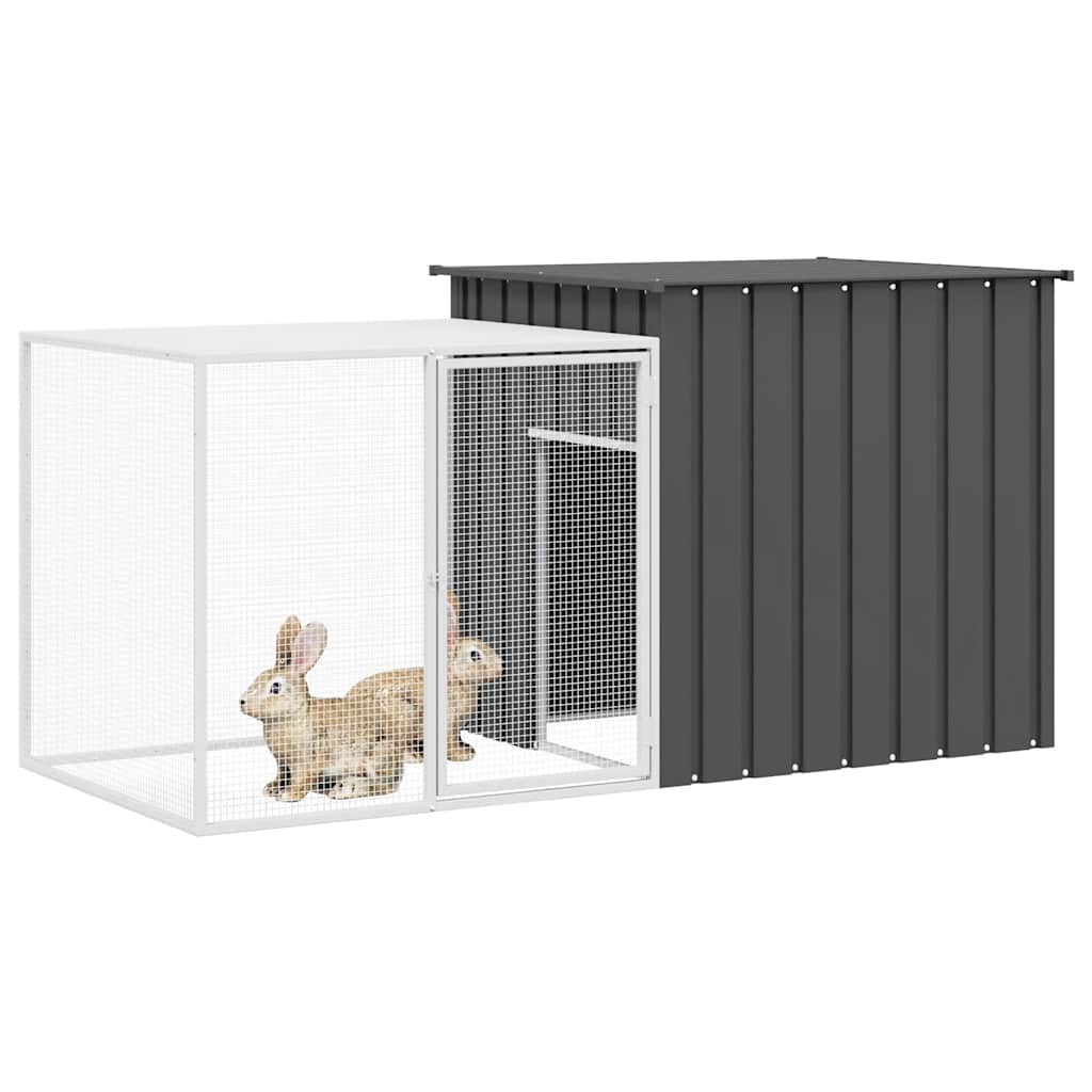 VIDAXL -Kaninchen -Hutch 200x91x100 cm verzinkter Stahl -Anthrazit -Gelenkt