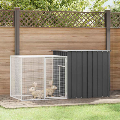 VIDAXL -Kaninchen -Hutch 200x91x100 cm verzinkter Stahl -Anthrazit -Gelenkt