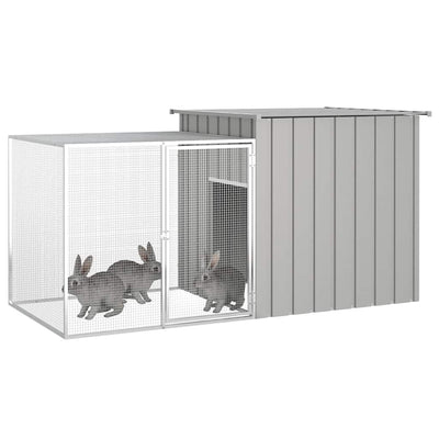 Vidaxl Kaninchen Hutch 200x91x100 cm verzinkter Stahlgrau grau
