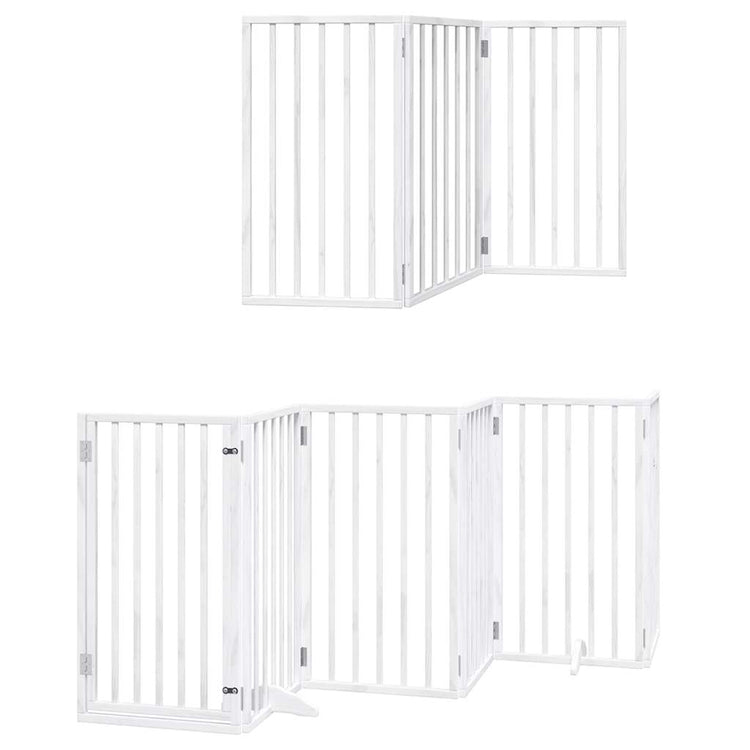Vidaxx faltbares Hundegitter mit Tür 12 Paneele 600cm Pappelholz weiß