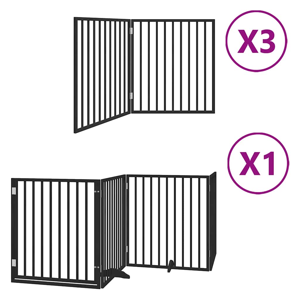 Vidaxl faltbares Hundegitter 10 Paneele 800 cm Pappelholz schwarz