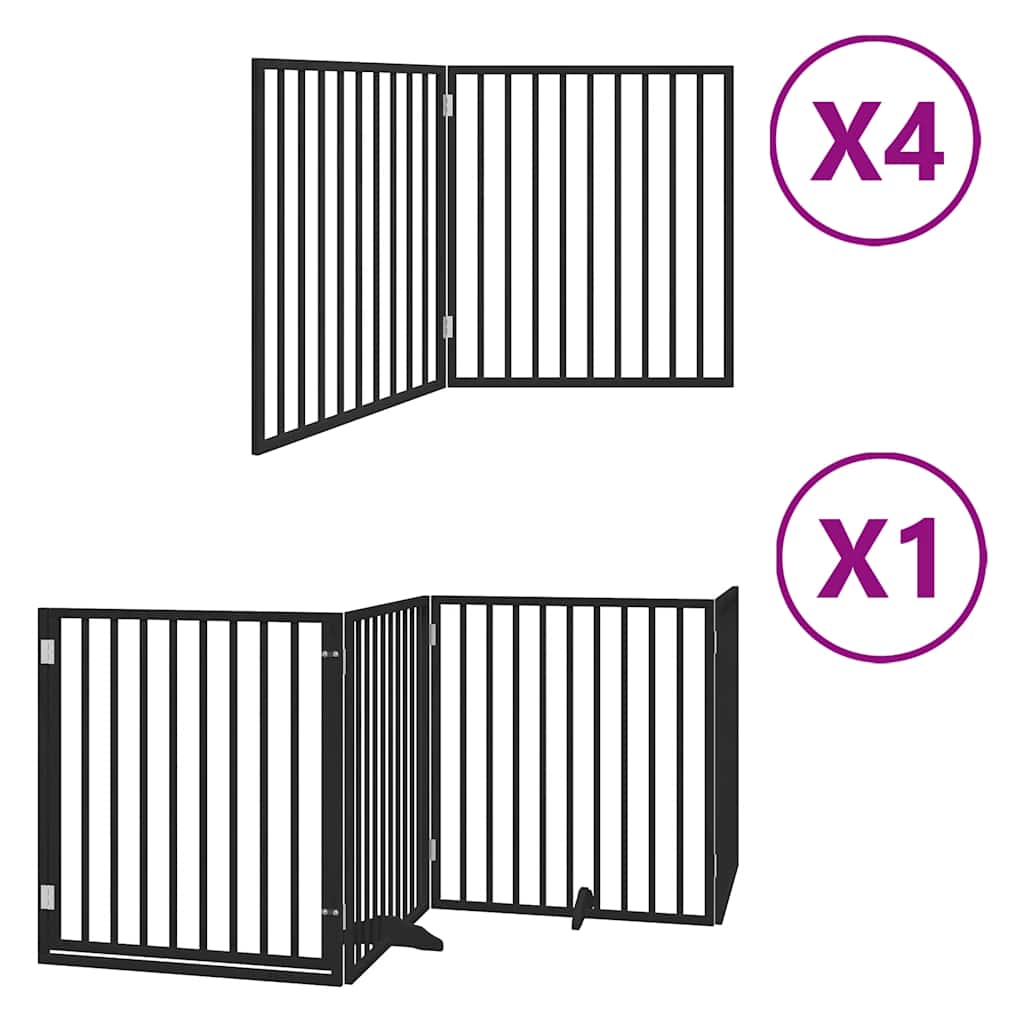 Vidaxx faltbares Hundegitter 12 Paneele 960 cm Pappelholz schwarz