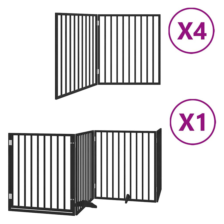 Vidaxx faltbares Hundegitter 12 Paneele 960 cm Pappelholz schwarz