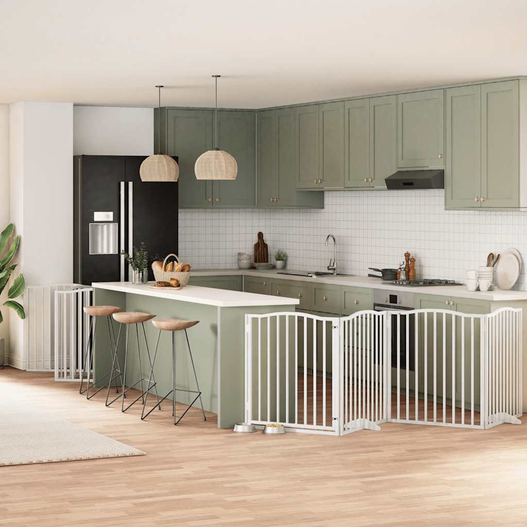 Vidaxx faltbares Hundegitter mit Tür 12 Paneele 960cm Pappelholz weiß