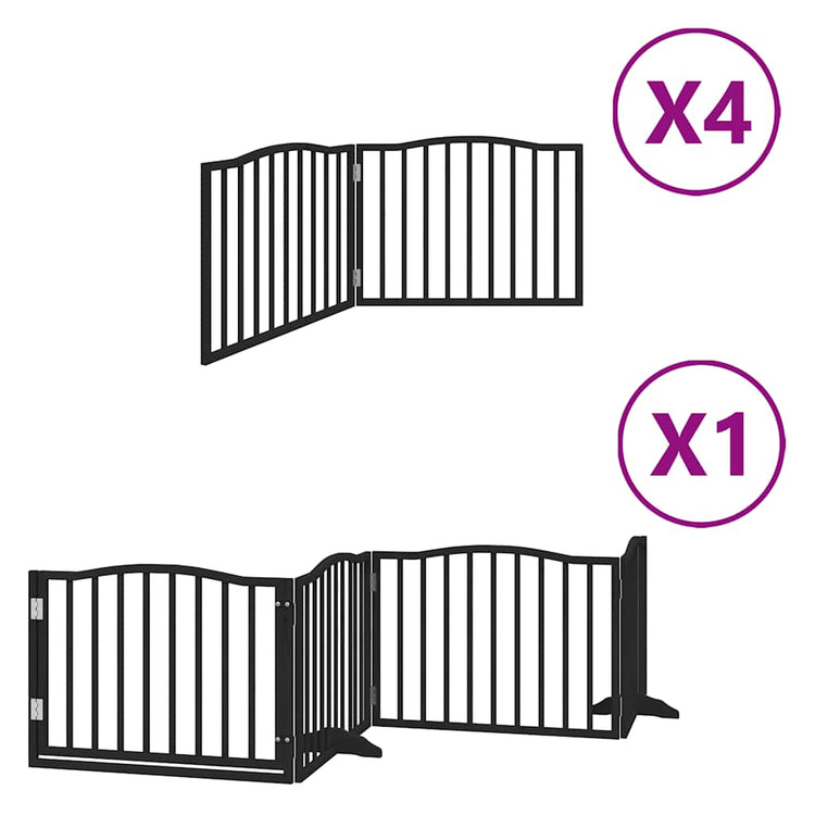 Vidaxx faltbares Hundegitter 12 Paneele 960 cm Pappelholz schwarz