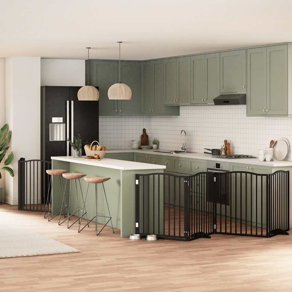 Vidaxx faltbares Hundegitter 8 Paneele 640 cm Pappelholz schwarz