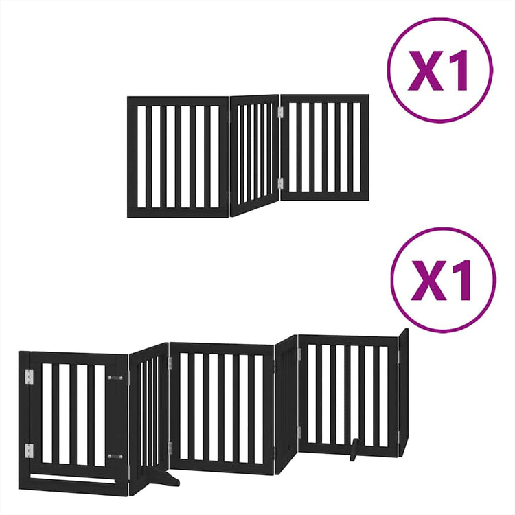 Vidaxx faltbares Hundegitter 9 Paneele 450 cm Pappelholz schwarz