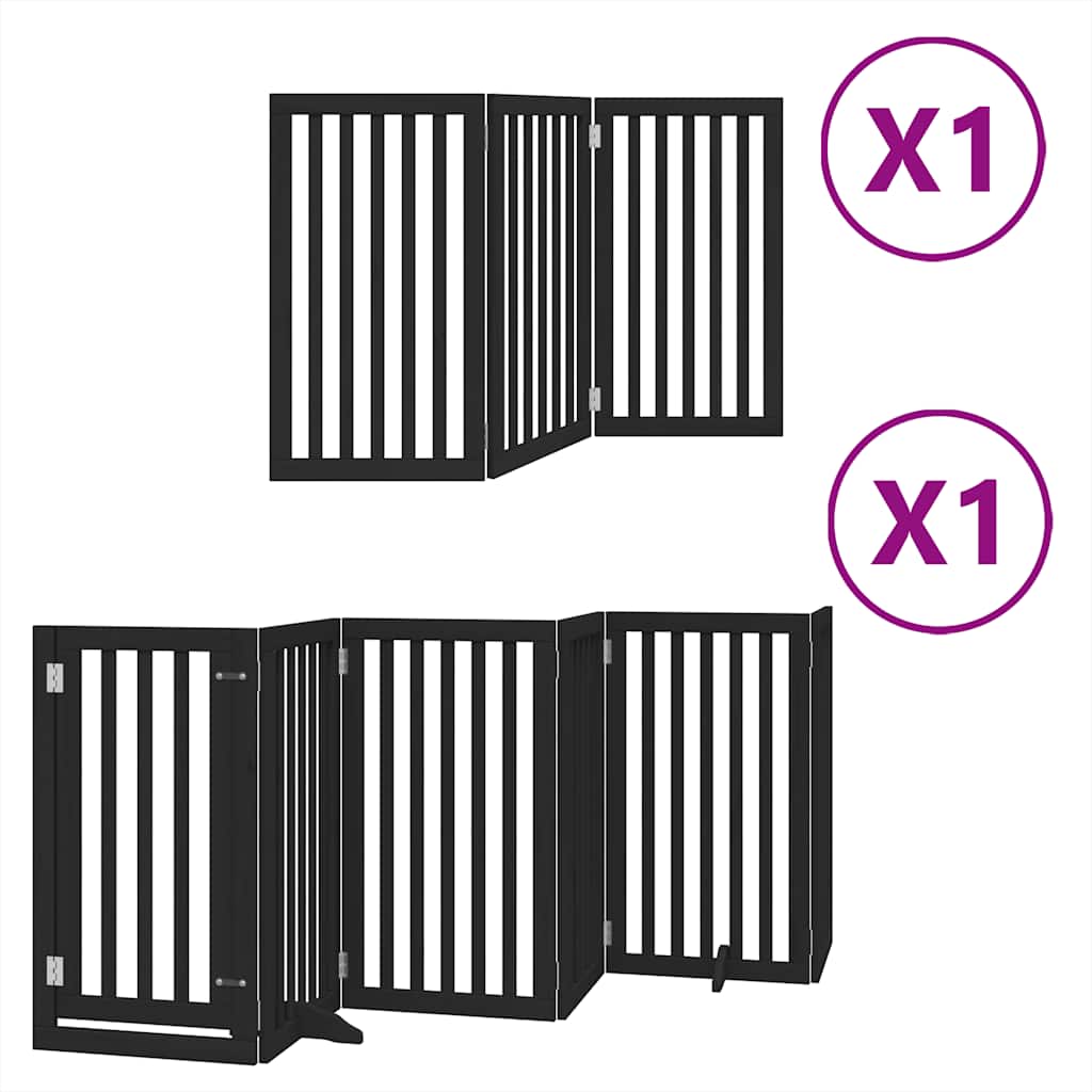 Vidaxx faltbares Hundegitter 9 Paneele 450 cm Pappelholz schwarz