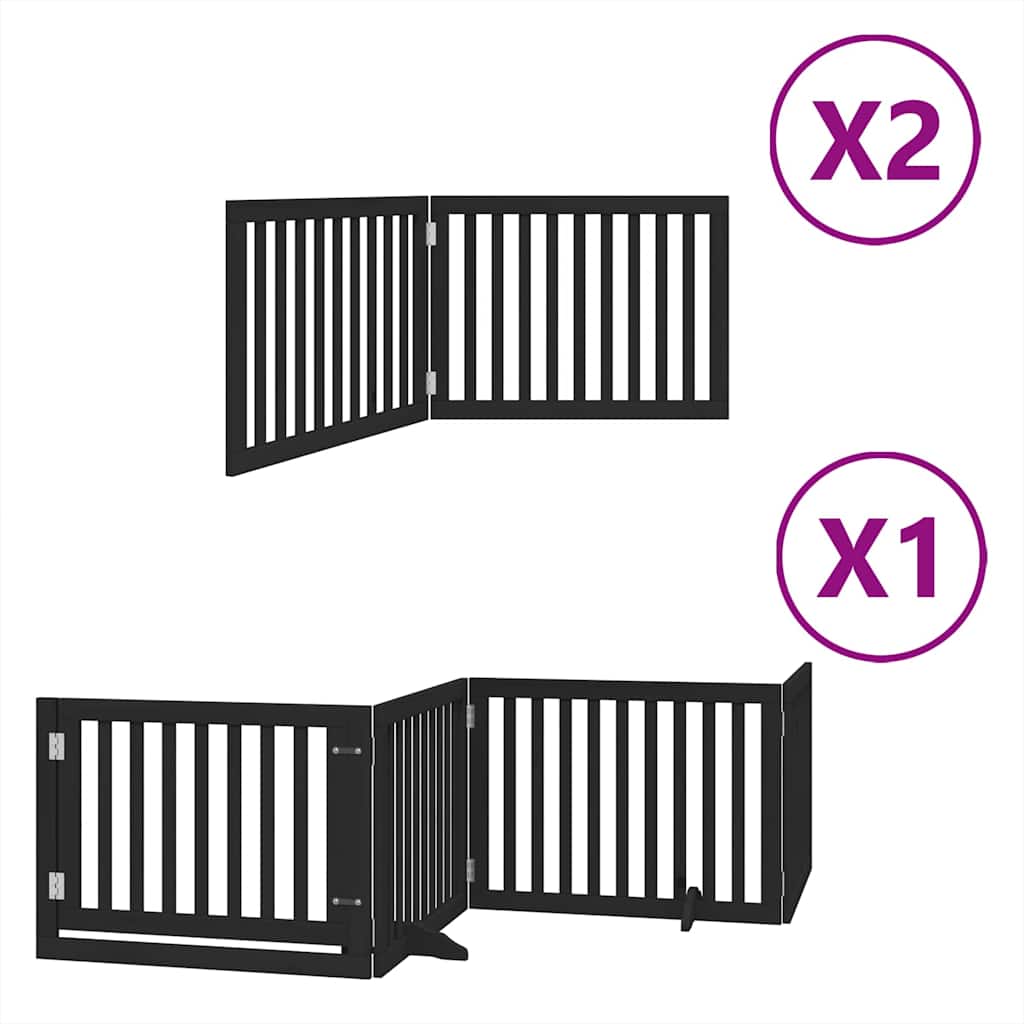 Vidaxx faltbares Hundegitter 8 Paneele 640 cm Pappelholz schwarz