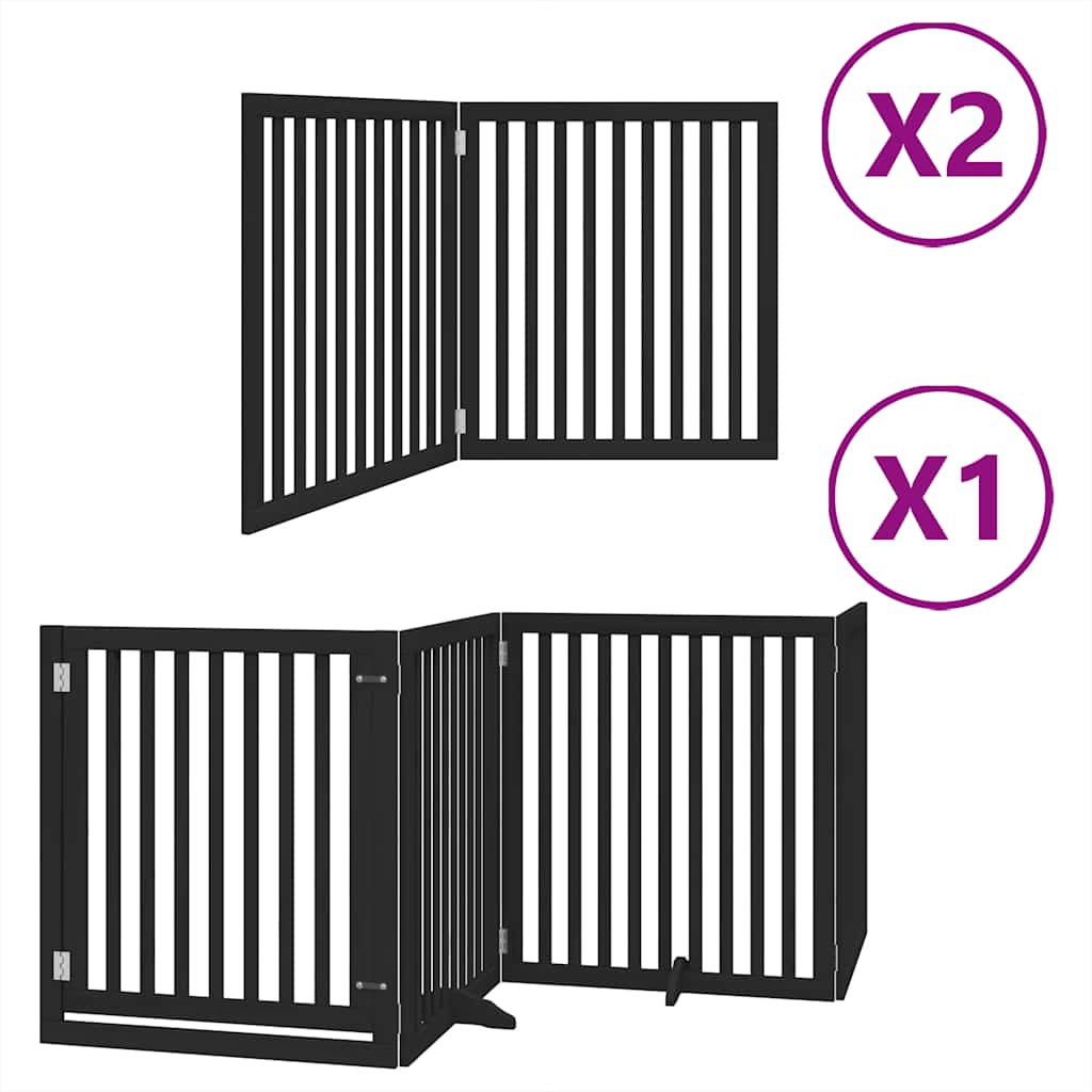 Vidaxx faltbares Hundegitter 8 Paneele 640 cm Pappelholz schwarz