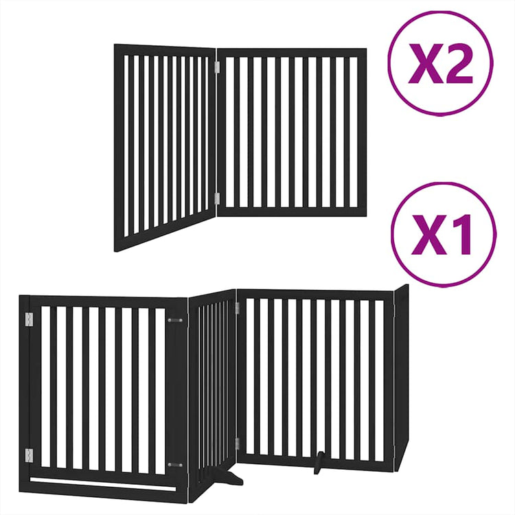Vidaxx faltbares Hundegitter 8 Paneele 640 cm Pappelholz schwarz