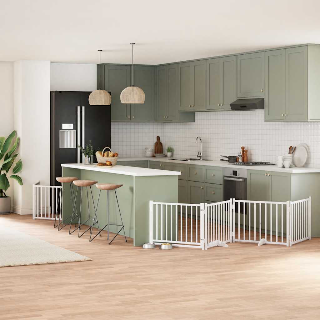 Vidaxx faltbares Hundegitter mit Tür 10 Paneele 800cm Pappelholz weiß
