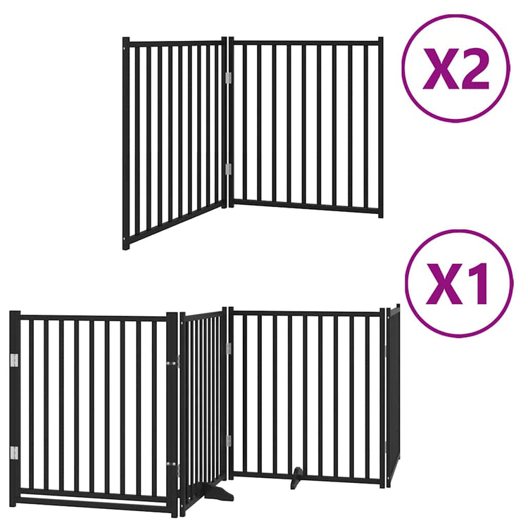 Vidaxx faltbares Hundegitter 8 Paneele 640 cm Pappelholz schwarz