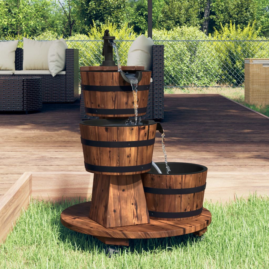 Vidaxl Wasserbrunnen mit Pumpe und Rädern 55 x 55 x 80 cm Festkieferholz