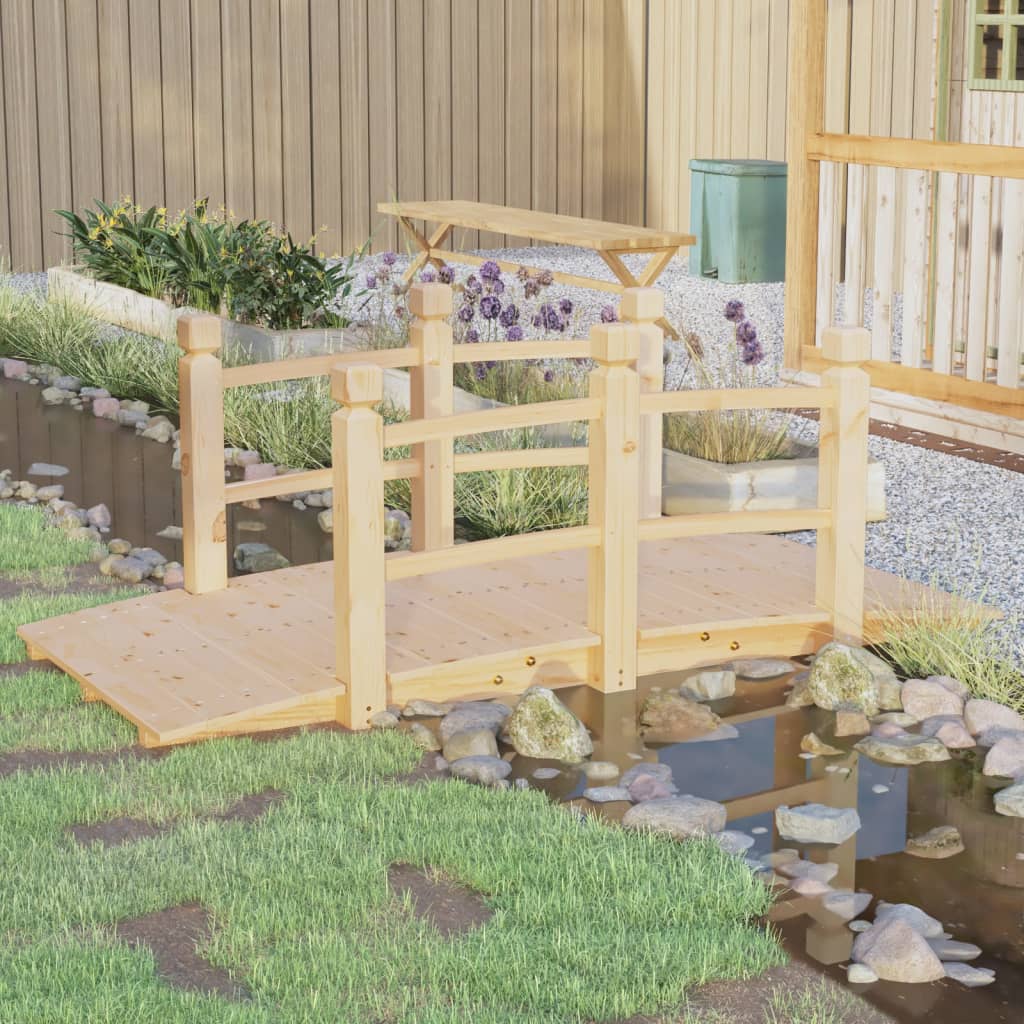 Vidaxl Garden Bridge mit Handläufen 150x67x56 cm Solid Pinewood