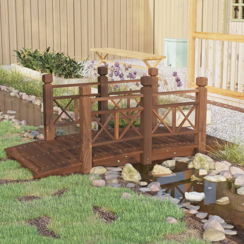 Vidaxl Garden Bridge mit Handläufen 150x67x56 cm Solid Pinewood
