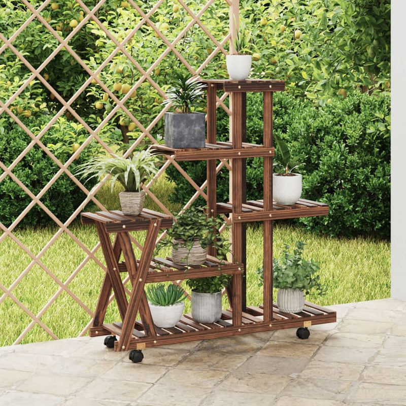 VIDAXL -Pflanzenstandard mit Rädern 95x25x101 cm Feststoff Vurenhout