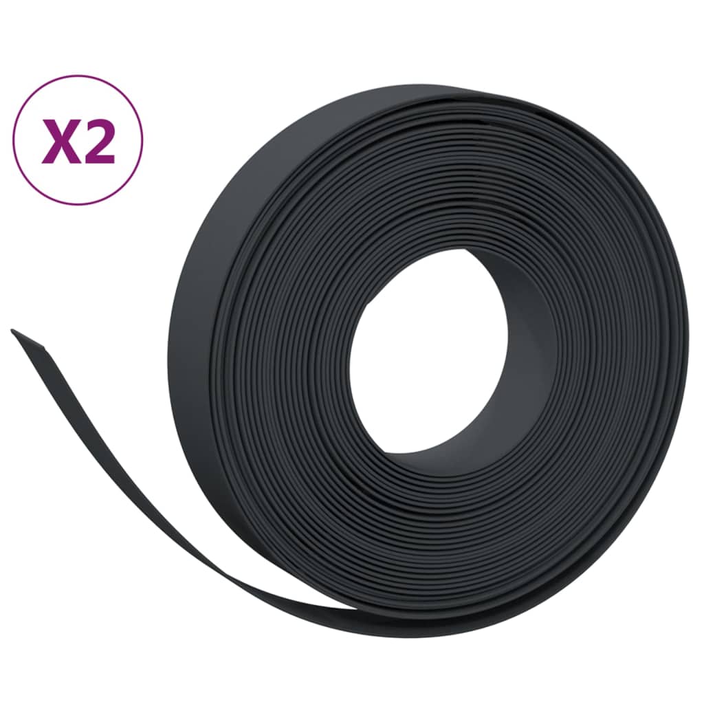VIDAXL Gartenkanten 2 PCs 10 m 10 cm Polyethylen Schwarz