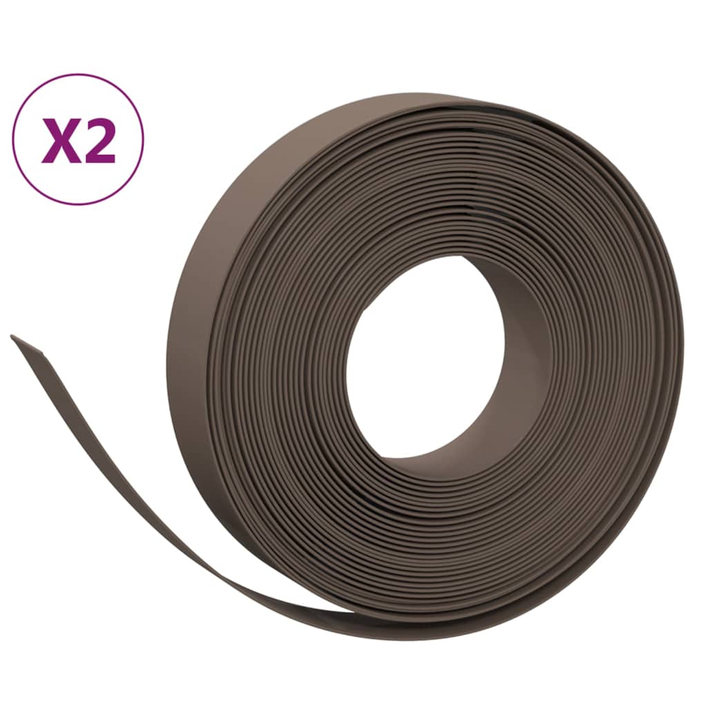 VIDAXL Gartenkanten 2 St. 10 m 10 cm Polyethylenbraun