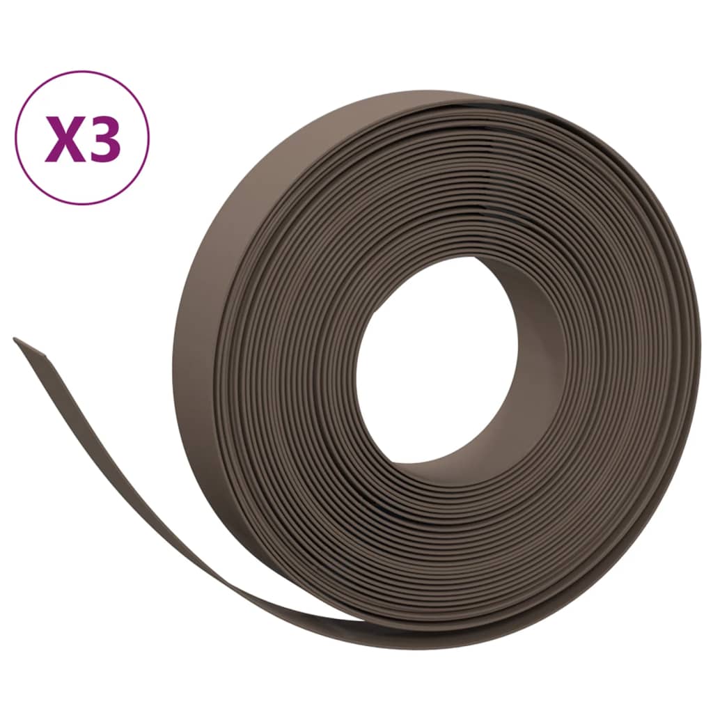 Vidaxl Gartenkanten 3 St 10 m 10 cm Polyethylenbraun