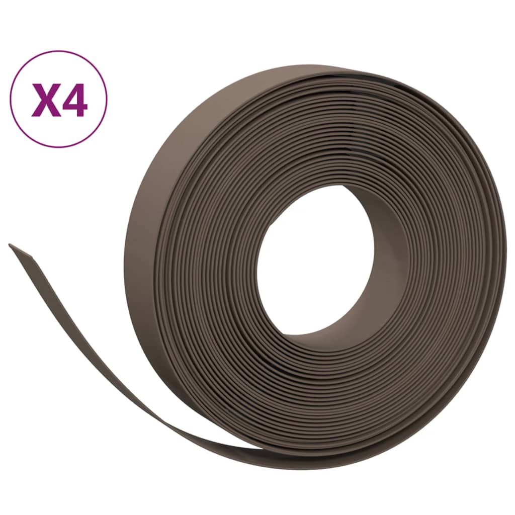 Vidaxl Gartenkanten 4 Stcs 10 m 10 cm Polyethylenbraun