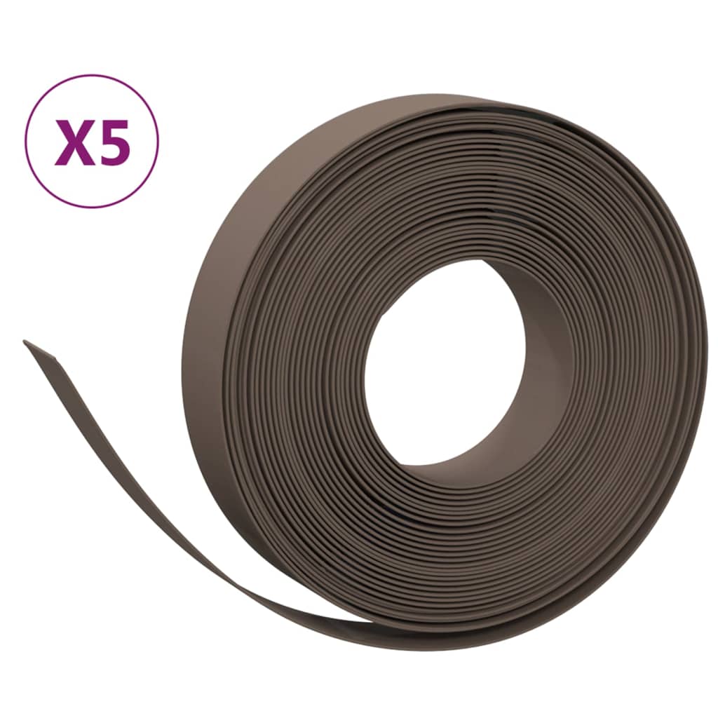 Vidaxl Gartenkanten 5 ST 10 m 10 cm Polyethylenbraun