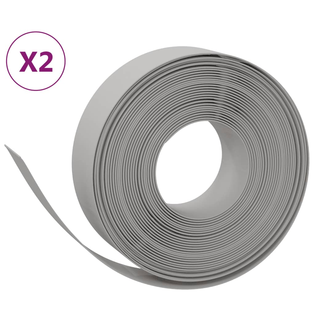 VIDAXL Gartenkanten 2 St. 10 m 15 cm Polyethylengrau