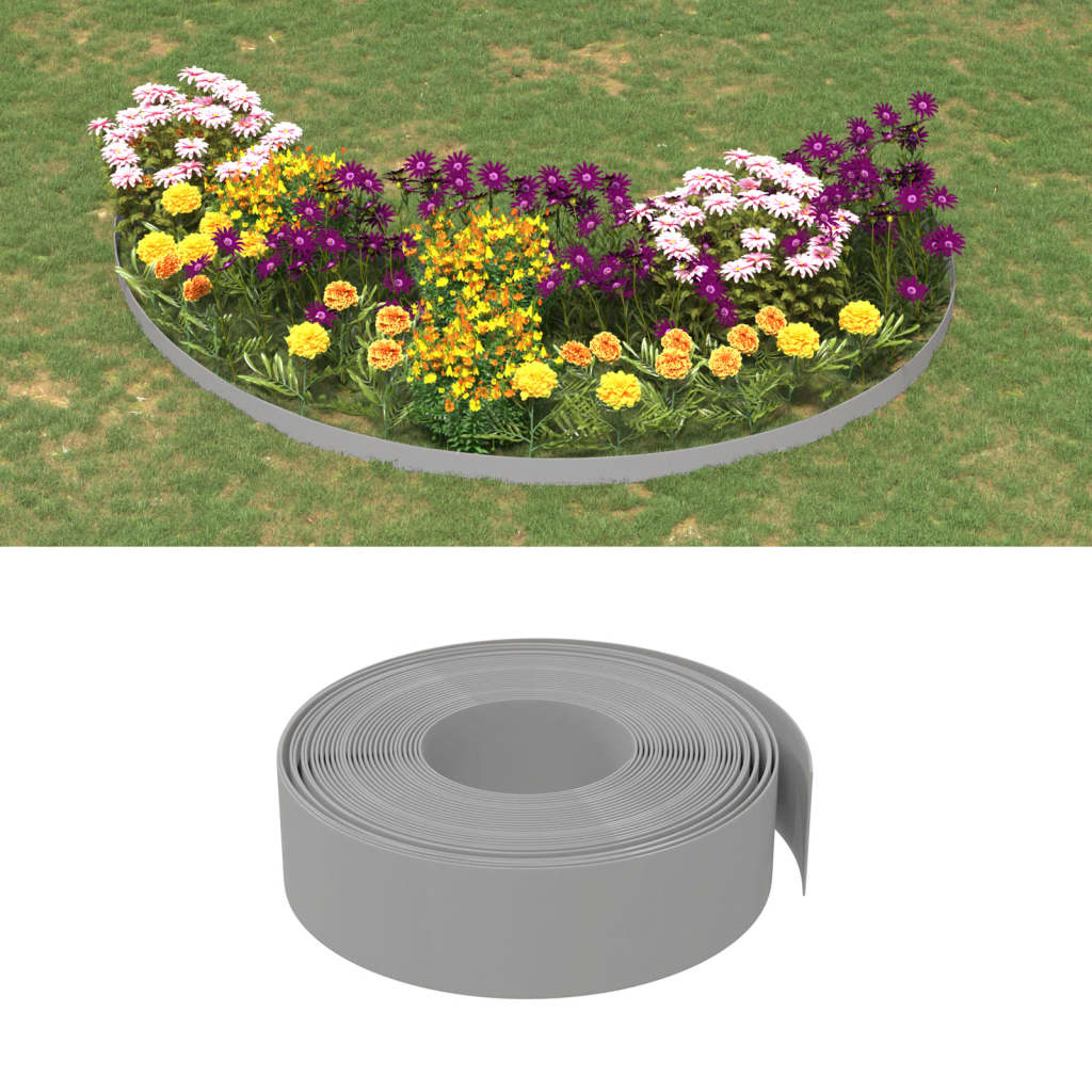 VIDAXL Gartenkanten 2 St. 10 m 15 cm Polyethylengrau