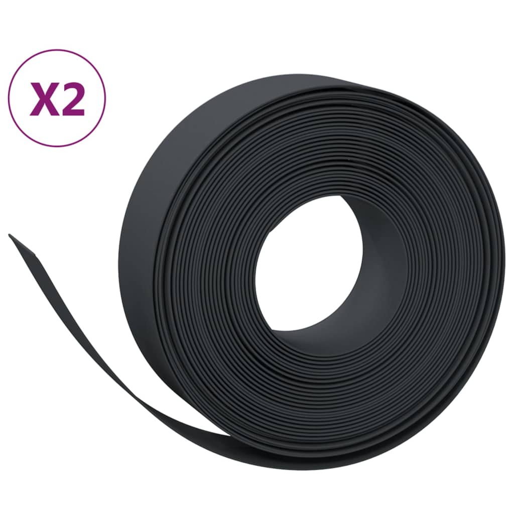 VIDAXL Gartenkanten 2 PCs 10 m 15 cm Polyethylen Schwarz