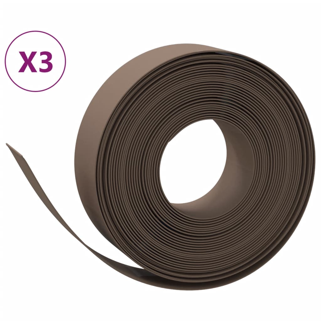 Vidaxl Gartenkanten 3 St 10 m 15 cm Polyethylenbraun