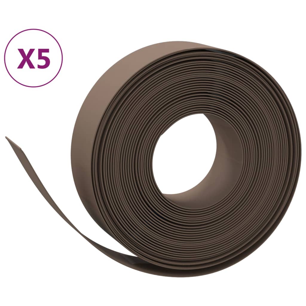 Vidaxl Gartenkanten 5 ST 10 m 15 cm Polyethylenbraun