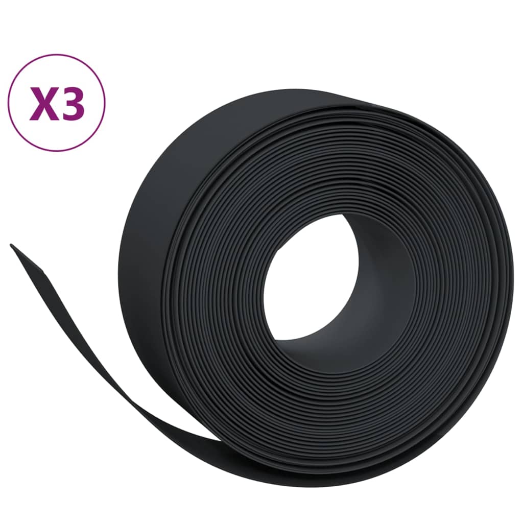 Vidaxl Gartenkanten 3 ST 10 m 20 cm Polyethylen Schwarz