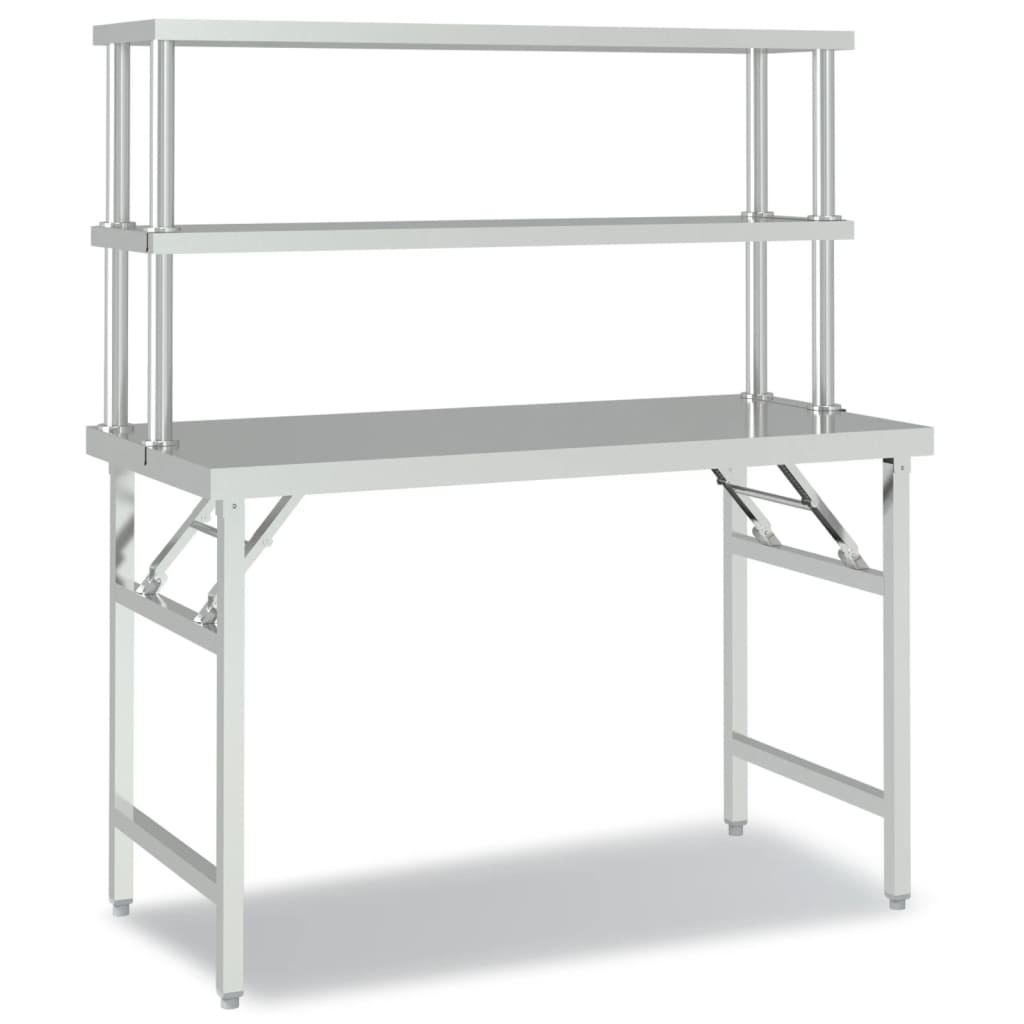 VIDAXL -Küchentisch mit Top 120x60x145 cm Edelstahl