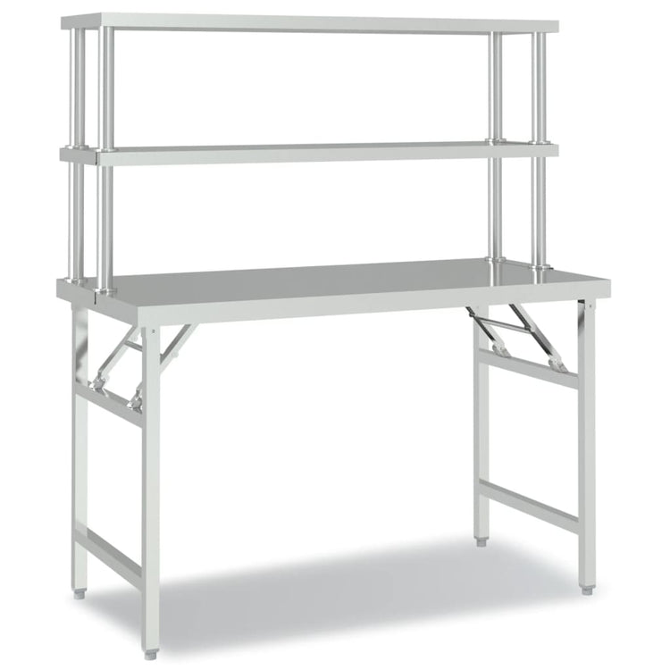 VIDAXL -Küchentisch mit Top 120x60x145 cm Edelstahl